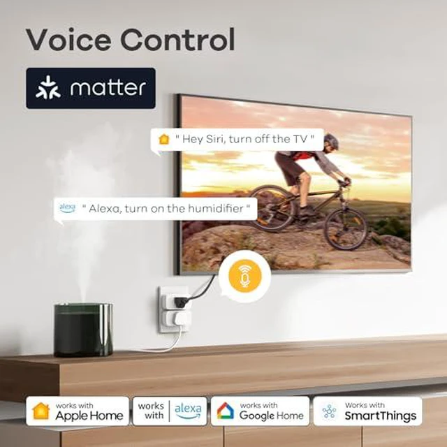 Alt view image 4 of 7 - Matter Smart Plug, Work with Apple Home, Siri, Alexa, Google, SmartThings, Smart Home Smart Outlet Timer 15A/1800W, APP Remote Control & Schedule, 2.4G Wi-Fi Only, 12 Pack