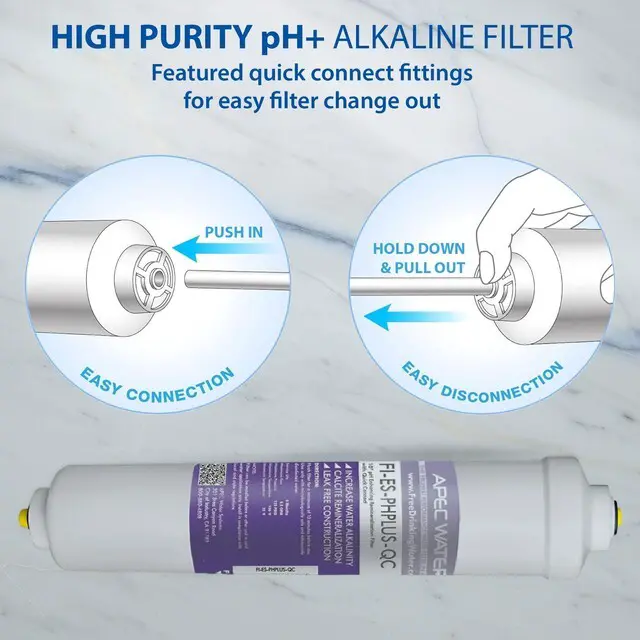 Alt view image 6 of 7 - FILTER-T1Y-ESPH Replacement Filter Set, 1 Year High Capacity, Alkaline, Removes Dust, Particles, and Rust, Reduces Chlorine, Taste, and Odor