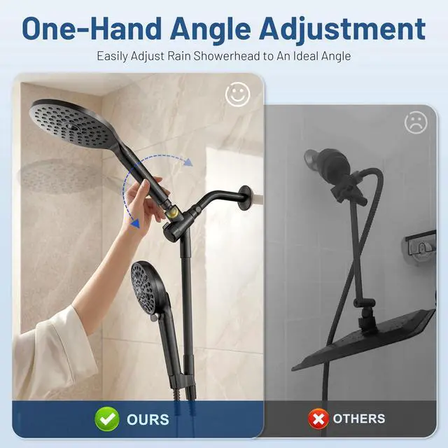 Alt view image 3 of 7 - Dual Filtered Rain Shower Head Combo, High Pressure Handheld Shower Head with Adjustable Bar - Rainfall Shower Head And Showerhead with Filter for Hard Water - Removes Chlorine