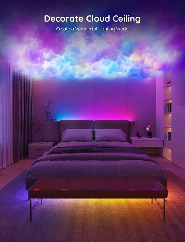 Alt view image 6 of 7 - 131.2ft RGBIC LED Strip Lights, Work with Alexa and Google Assistant DIY Multiple Colors on One Line, Color Changing Lights for Home Decor, Bluetooth Strip Lights with APP Control, 2 x 65.6ft
