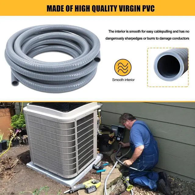 Alt view image 5 of 7 - Liquid-Tight Conduit - 1inch 100 Foot Flexible Non Metallic Liquid Tight Electrical Conduit Kit, with 6 Straight and 4 Angle Fittings Included. 1" Dia
