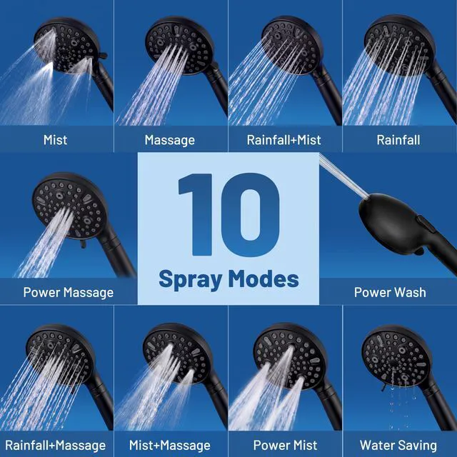 Alt view image 7 of 7 - Dual Filtered Rain Shower Head Combo, High Pressure Handheld Shower Head with Adjustable Bar - Rainfall Shower Head And Showerhead with Filter for Hard Water - Removes Chlorine