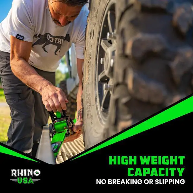 Alt view image 7 of 7 - Retractable Ratchet Straps (2-Pack) - 2in x 10ft, 3,033lb, Green Heavy Duty Auto Self Retracting Tie Downs. For Truck, Cargo Trailer, Motorcycle & UTV, Tangle-Free Storage. Green