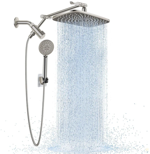 Main image of Brushed Nickel 11.8" Shower Head with Handheld,Stain Resistant Finish Handheld Shower Head with Multi Spray Modes,Rainfall Combo with 15" Metal Extension Arm,Detachable Dual Shower,Regaderas Para