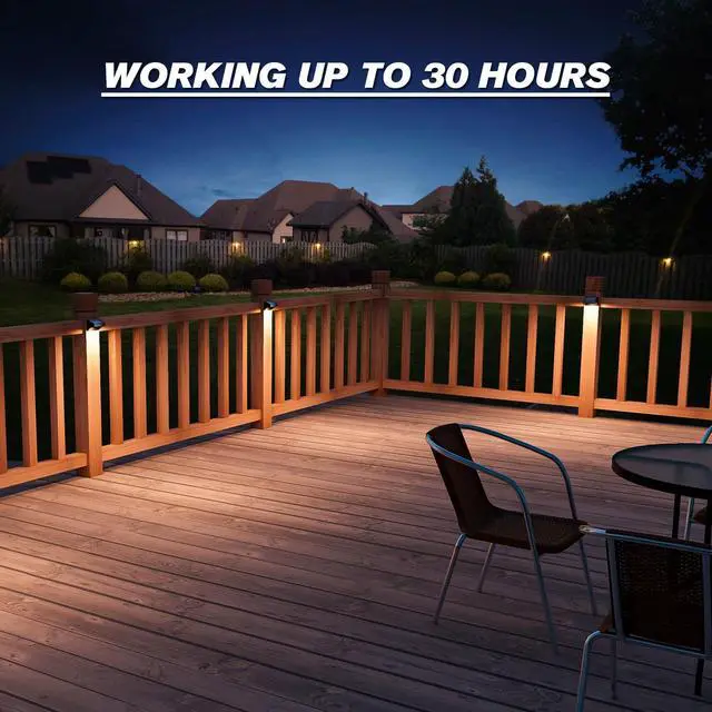 Alt view image 6 of 7 - Solar Fence Lights 8 Pack, Fence Solar Lights IP65 Waterproof, Warm White and 10 RGB Color Modes, Outdoor Decor for Backyard, Garden, Fence, Wall, Deck, Stairs