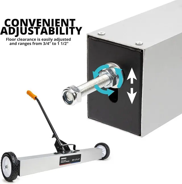 Alt view image 3 of 7 - 53418A 36-Inch Magnetic Pickup Sweeper with Wheels, Adjustable Handle, and Floor Magnet, Heavy-Duty Magnet to Pick Up Nails, 55-Pound Capacity