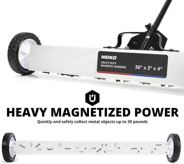 Alt view image 6 of 7 - 53418A 36-Inch Magnetic Pickup Sweeper with Wheels, Adjustable Handle, and Floor Magnet, Heavy-Duty Magnet to Pick Up Nails, 55-Pound Capacity