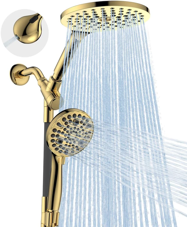 Main image of Dual Handheld Shower Head Combo, 2-in-1 Rain Shower Heads System 8 Inch Rainfall Shower Head and 10 Modes High Pressure Hand Held Showerhead with Built-in Power Wash