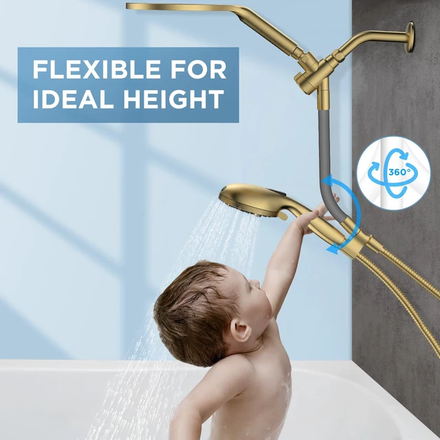 Alt view image 3 of 6 - Dual Handheld Shower Head Combo, 2-in-1 Rain Shower Heads System 8 Inch Rainfall Shower Head and 10 Modes High Pressure Hand Held Showerhead with Built-in Power Wash