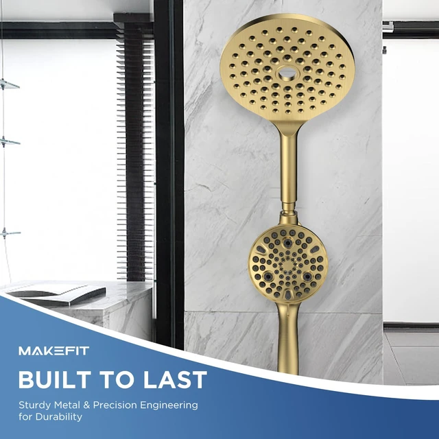 Alt view image 4 of 6 - Dual Handheld Shower Head Combo, 2-in-1 Rain Shower Heads System 8 Inch Rainfall Shower Head and 10 Modes High Pressure Hand Held Showerhead with Built-in Power Wash