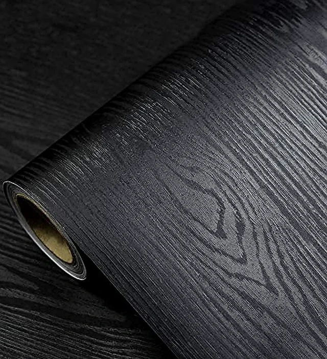 Main image of Black Wood Peel and Stick Wallpaper Wood Contact Paper 17.7" × 984" Self-Adhesive Wallpaper Removable Waterproof Wall Paper Vinyl for Countertop Furniture Kitchen Countertop Easy to Clean