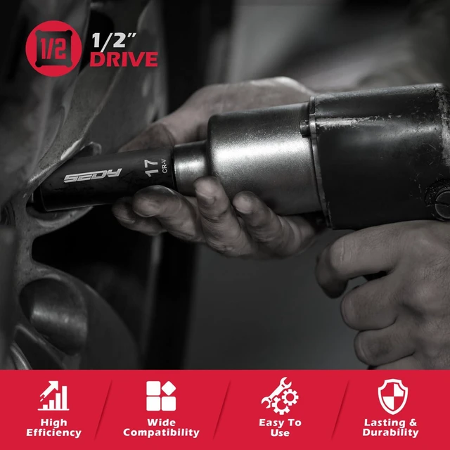 Alt view image 2 of 7 - Master 1/2" Drive Impact Socket Set, 67-Piece Standard & Deep Master Impact Socket Set SAE 3/8"-1-1/4" & Metric 8-24mm Socket Set with Ratched Hand, Extension Bar, Reducer, Impact Universal Joint,Cr-V
