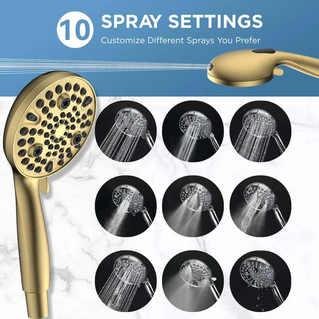 Alt view image 6 of 6 - Dual Handheld Shower Head Combo, 2-in-1 Rain Shower Heads System 8 Inch Rainfall Shower Head and 10 Modes High Pressure Hand Held Showerhead with Built-in Power Wash