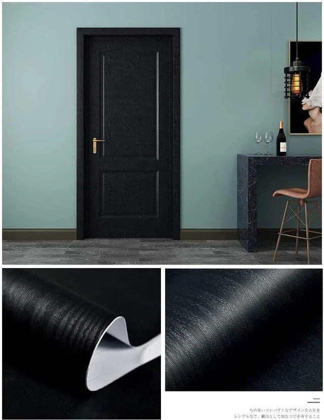 Alt view image 7 of 7 - Black Wood Peel and Stick Wallpaper Wood Contact Paper 17.7" × 984" Self-Adhesive Wallpaper Removable Waterproof Wall Paper Vinyl for Countertop Furniture Kitchen Countertop Easy to Clean