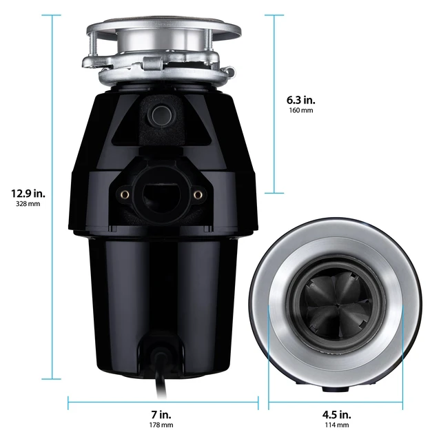 Alt view image 3 of 7 - Waste Maid Garbage Disposal, Anti-Jam, Continuous Feed, 1/2 HP Mid Duty Anti-Jam Stainless Steel Food Waste Grinding System, Quiet Continuous Feed, Easy 3-Bolt Mount, 10-US-WM-258-3B