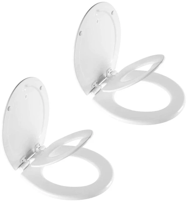Main image of NextStep2 Toilet Seat with Built-In Potty Training Seat, Slow-Close, Removable that will Never Loosen, Round, White, 2-Pack