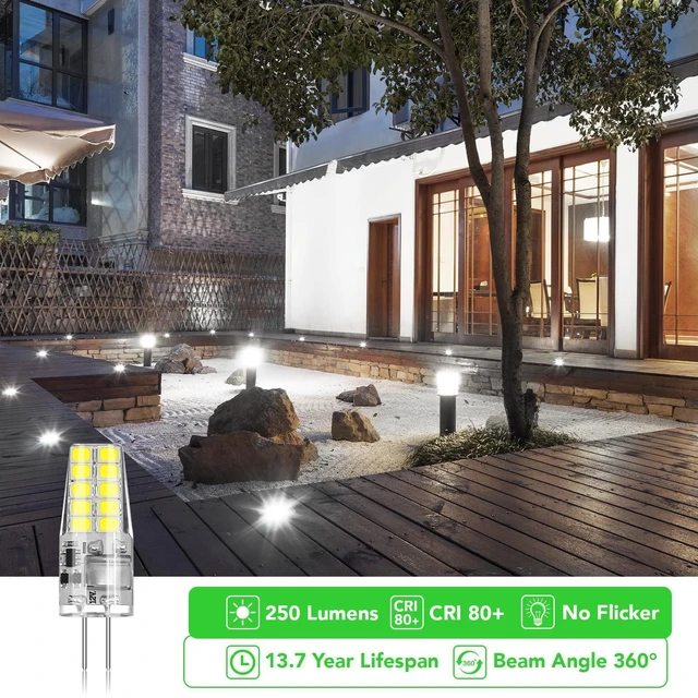 Alt view image 3 of 7 - 40 Pack G4 LED Bulb 2W Equivalent 30W 6000K Daylight 250 Lumens 360°Beam Angle, T3 Halogen Bulb Replacement Landscape Bulbs, AC/DC 12V Led Lights G4 Bi-Pin Base for Outdoor Landscape Lighting
