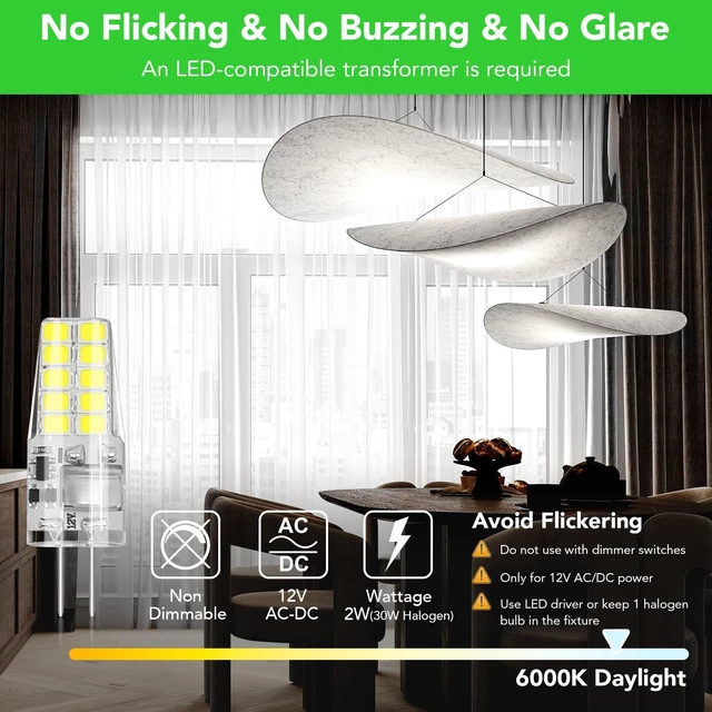 Alt view image 4 of 7 - 40 Pack G4 LED Bulb 2W Equivalent 30W 6000K Daylight 250 Lumens 360°Beam Angle, T3 Halogen Bulb Replacement Landscape Bulbs, AC/DC 12V Led Lights G4 Bi-Pin Base for Outdoor Landscape Lighting