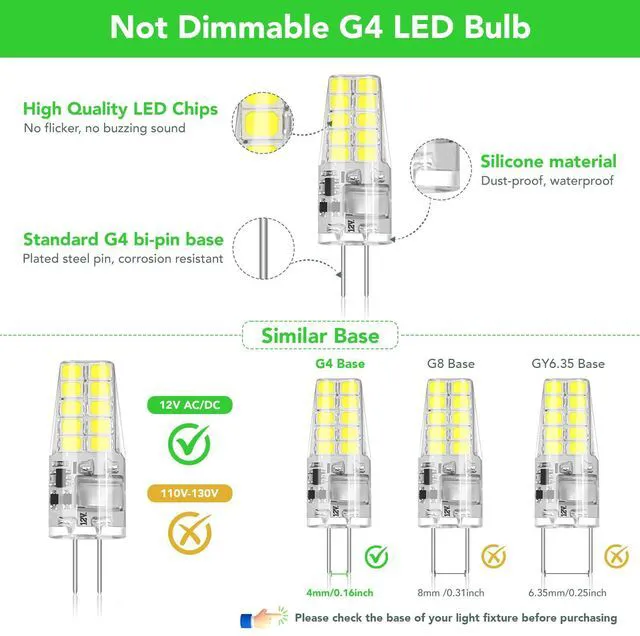Alt view image 5 of 7 - 40 Pack G4 LED Bulb 2W Equivalent 30W 6000K Daylight 250 Lumens 360°Beam Angle, T3 Halogen Bulb Replacement Landscape Bulbs, AC/DC 12V Led Lights G4 Bi-Pin Base for Outdoor Landscape Lighting
