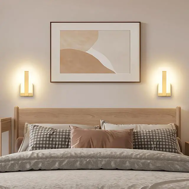 Alt view image 7 of 7 - Modern LED Wall Sconce Set of 2, Dimmable Hardwired Bathroom Vanity Light Indoor Wall Sconce for Hallway, Bedroom, Study, Living Room, 9.76 Inch Brass Wall Lights