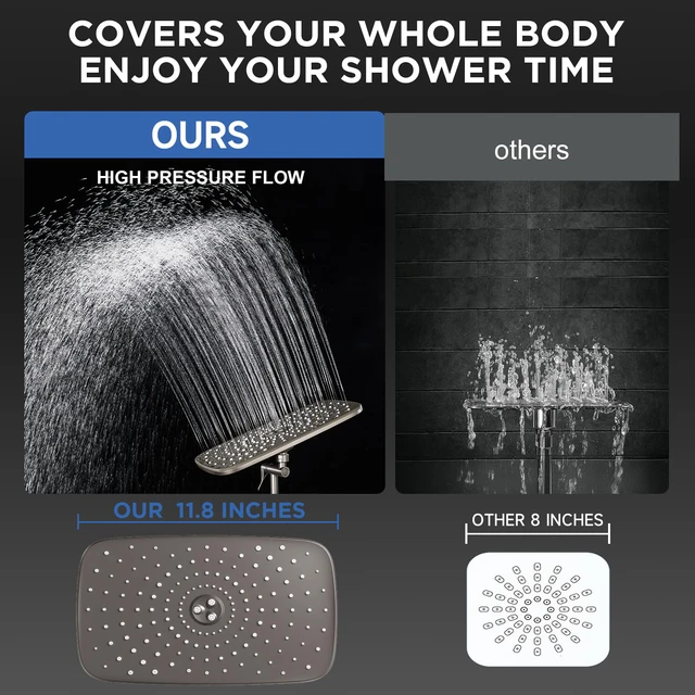 Alt view image 4 of 7 - Starlight 11.8" High Pressure Shower Head with Handheld, Easy Install Handheld Shower with Multi Spray Modes, Rainfall Combo with 15" Metal Extension Arm, Detachable Dual Shower, Bathroom Decor