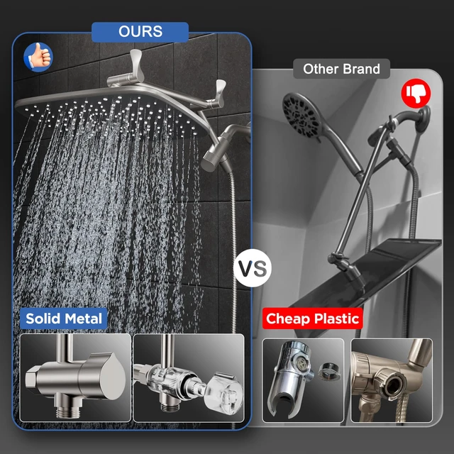 Alt view image 7 of 7 - Starlight 11.8" High Pressure Shower Head with Handheld, Easy Install Handheld Shower with Multi Spray Modes, Rainfall Combo with 15" Metal Extension Arm, Detachable Dual Shower, Bathroom Decor