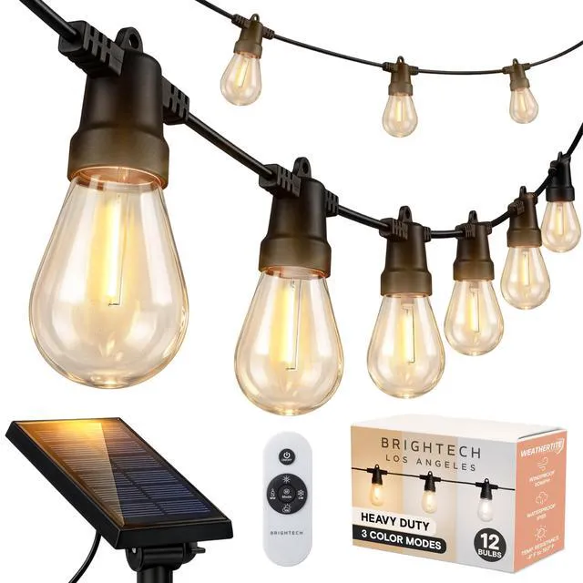 Main image of Ambience Pro 27-Ft Solar String Lights for Outside - Super Bright Remote Control Color Adjustable Outdoor String Light - Commercial Grade String, Waterproof LED for Patios, Camping, 12 Bulbs