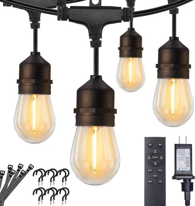 Main image of Outdoor String Lights, 157FT 50 Bulbs Shatterproof Patio Lights with Remote IP65 Waterproof Dimmable Hanging Connectable LED Outdoor Lights for Backyard, Bistro, Porch, Deck, Balcony
