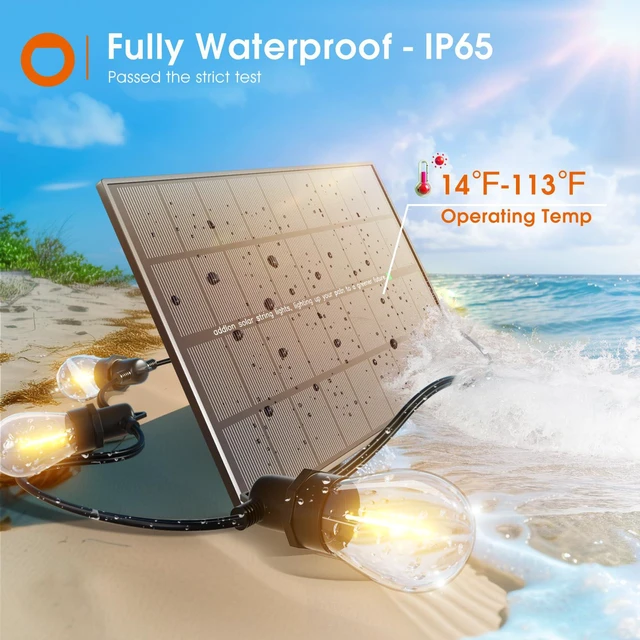 Alt view image 3 of 7 - 200FT(192+8) Solar String Lights Outdoor, Last 20+ Hrs, USB Charging IP65 Waterproof. Dimmable Timer via Remote. Memory, 3 Modes, 2700K Warm White. Easy Install for Patio, Porch. 4-Pack*50FT