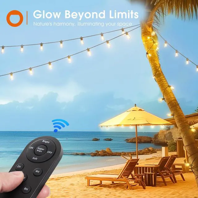 Alt view image 7 of 7 - 200FT(192+8) Solar String Lights Outdoor, Last 20+ Hrs, USB Charging IP65 Waterproof. Dimmable Timer via Remote. Memory, 3 Modes, 2700K Warm White. Easy Install for Patio, Porch. 4-Pack*50FT
