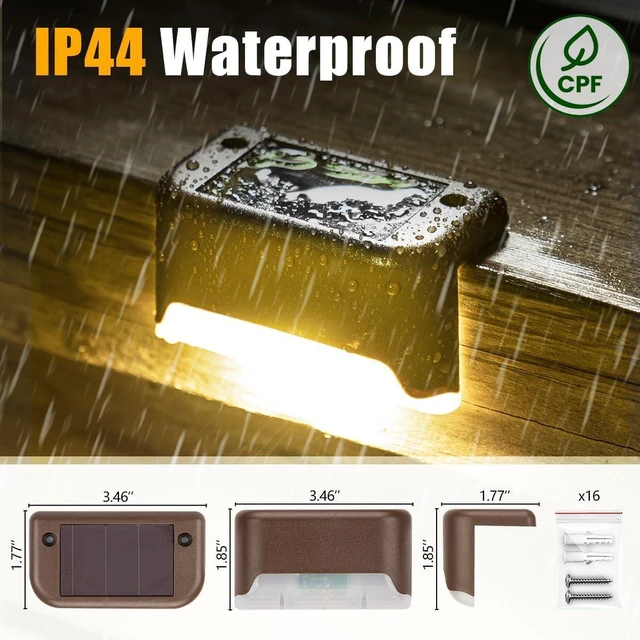 Alt view image 6 of 7 - Solar Deck Lights Outdoor 24 Pack,Step Light Waterproof,Warm White Led Solar lights for Outdoor Stairs, Step, Fence, Yard, Patio and Pathway