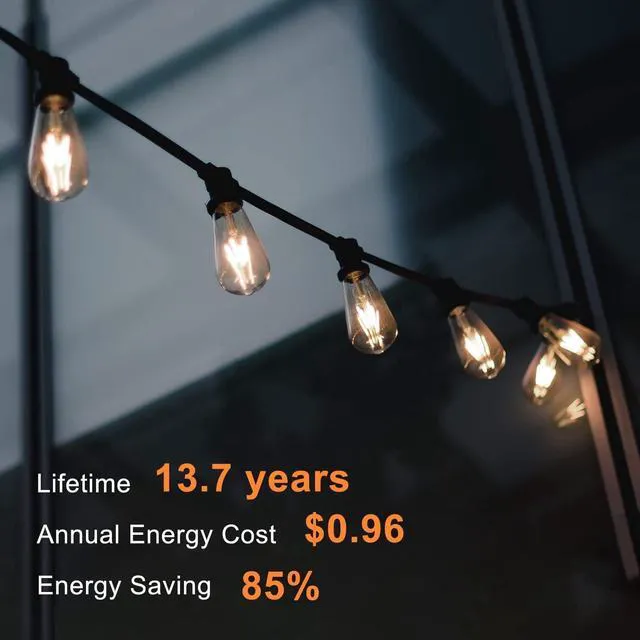 Alt view image 4 of 7 - 36 Pack Edison LED Light Bulbs, E26 Base, 8W 2700K, Dimmable Vintage ST58 Filament Design, 60W Equivalent, 800 Lumens, CRI 80+, Antique Glass Style for Home, Bedroom & Farmhouse