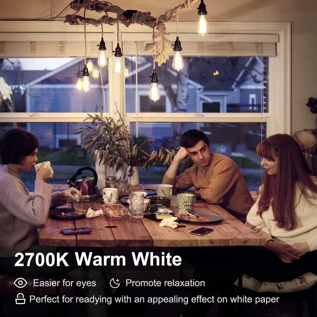 Alt view image 6 of 7 - 36 Pack Edison LED Light Bulbs, E26 Base, 8W 2700K, Dimmable Vintage ST58 Filament Design, 60W Equivalent, 800 Lumens, CRI 80+, Antique Glass Style for Home, Bedroom & Farmhouse