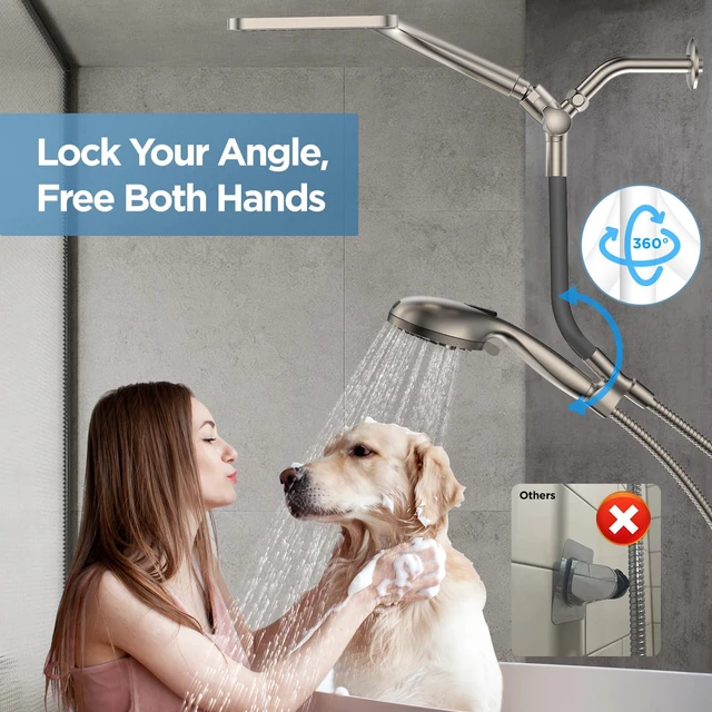 Alt view image 4 of 7 - Dual Handheld Shower Head Combo, 2-in-1 Rain Shower Heads System Wide Rainfall Shower Head and 10 Modes High Pressure Hand Held Showerhead with Built-in Power Wash - Brushed Nickel