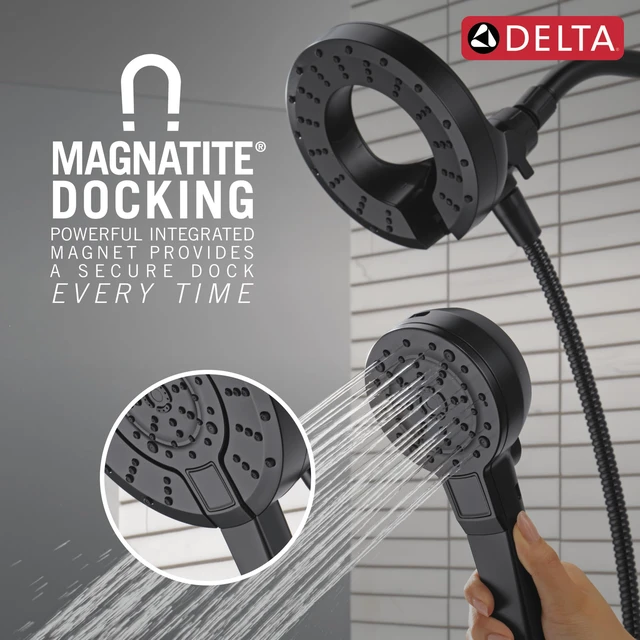 Alt view image 5 of 7 - 5-Setting In2ition 2-in-1 Dual Shower Head with Handheld High Pressure ProClean Spray, Matte Black Detachable Shower Head with Hose, 1.75 GPM Flow Rate, Matte Black 75548BL