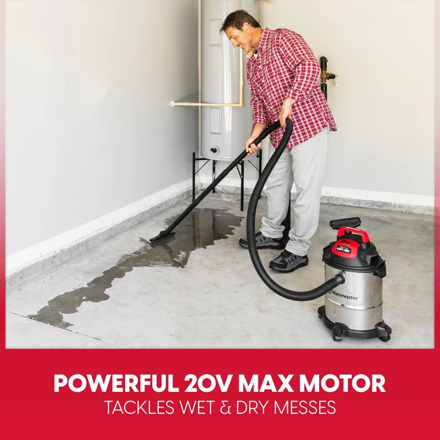 Alt view image 4 of 7 - DVOM204S 1101 4-Gal 20V Cordless Stainless-Steel Wet/Dry Vac Red