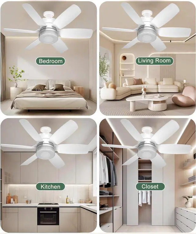 Alt view image 7 of 7 - 2-Pack Socket Fan Light with Remote, Ceiling Fan with Lights Dimmable, 3 Colors 3000K-6500K,Timer 2/4/6/8H, 6 Speeds Quiet Screw in E26/E27 LED Light Bulb for Bedroom Living Room Kitchen Garage Office