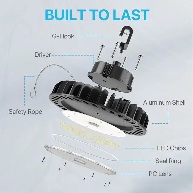 Alt view image 7 of 7 - LED High Bay Light | 29000LM 200W Dimmable High Bay LED Lighting | UL Listed | 5000K Commercial Lights | US Hook Included | Alternative to 850W MH/HPS