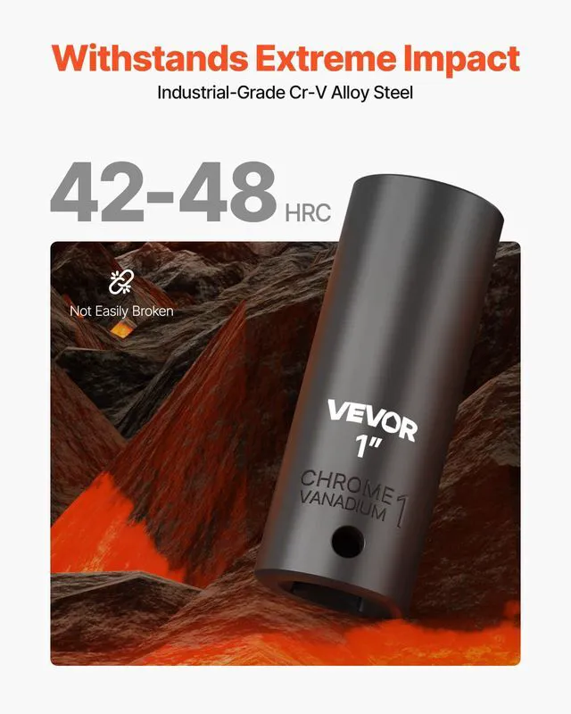 Alt view image 2 of 7 - 1/2" Drive Impact Socket Set, 65 Piece Socket Set SAE 3/8" to 1-1/4" and Metric 10-24mm, 6 Point Cr-V Alloy Steel for Auto Repair, Rugged Construction, Easy-to-Read Size Markings, Storage Case