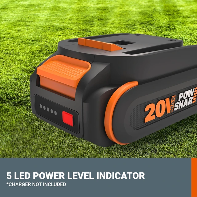 Alt view image 4 of 6 - 20V 2.0Ah Lithium-ion Battery 2 pcs, WA3669.2 PowerShare, Intelligent Battery, Stays Cool, 360° Cell Protection, Charge-Level Indicator