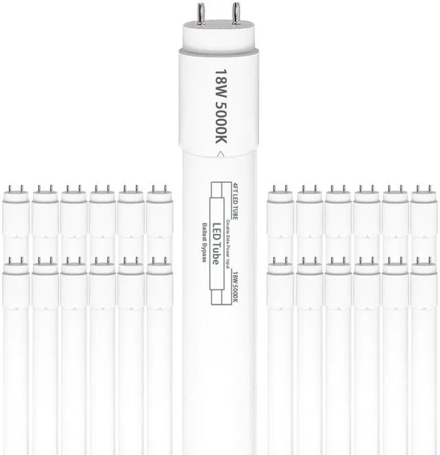 Main image of 25 Pack, T8 Led Bulbs 4 Foot 18W, Type B Ballast Bypass, 48 inch Led Bulbs Replacement for F32T8, F20T10, F40T12 Fluorescent Tubes Light Bulb, Dual Ended Power Input, 5000K 2300lm