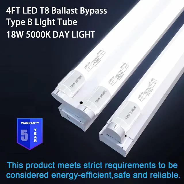 Alt view image 2 of 6 - 25 Pack, T8 Led Bulbs 4 Foot 18W, Type B Ballast Bypass, 48 inch Led Bulbs Replacement for F32T8, F20T10, F40T12 Fluorescent Tubes Light Bulb, Dual Ended Power Input, 5000K 2300lm