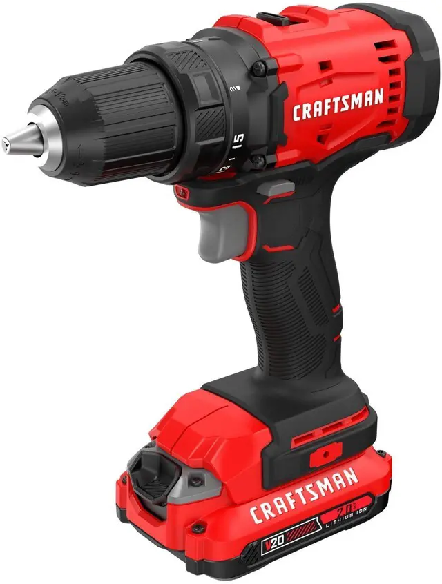 Alt view image 2 of 7 - V20 1/2 in Cordless Drill Set With 2.0 Ah Battery, Charger and Double Ended Bit, LED Light, Long Runtime, Ergonomic Power Drill Driver (CMCD702D1)