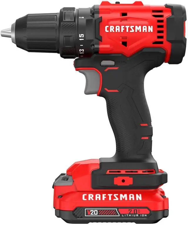 Alt view image 3 of 7 - V20 1/2 in Cordless Drill Set With 2.0 Ah Battery, Charger and Double Ended Bit, LED Light, Long Runtime, Ergonomic Power Drill Driver (CMCD702D1)