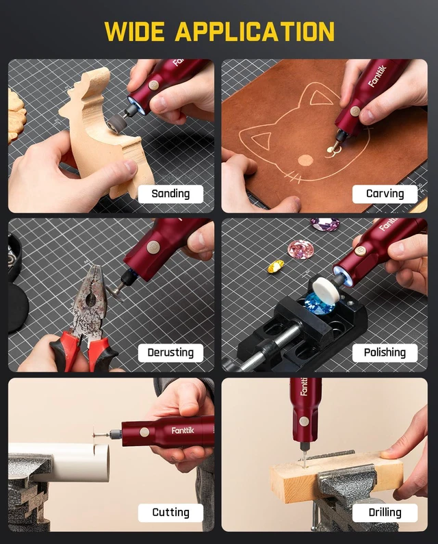 Alt view image 7 of 7 - F2 PRO Cordless Rotary Tool Kit with Strong Magnetic Motor 5 Speed Revostor Hub, 5 Speed, 25000 RPM, 55 Accessories, for 3D Printed Sanding, Polishing, Drilling, Carving, Cutting DIY Craft