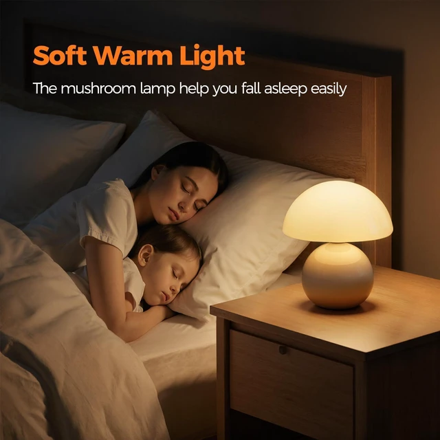 Alt view image 7 of 7 - Wireless Mushroom Lamp Set of 2,Table Lamp for Bedroom, Portables Cordless Lamps,Wireless Light,Bedside Table Lamp for Living Room,Mini Mushroom 5200mAh Battery Operated Lamps Modern (White)