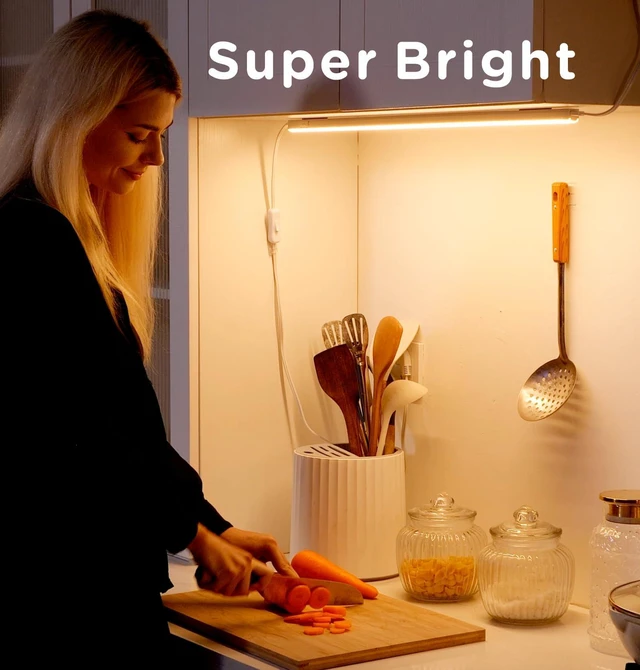Alt view image 3 of 7 - Under Cabinet Lighting Plug in AC120V 3CCT 3000/4000/5000K,Super Bright,Linkable Under Counter Lights for Kitchen,Ultra Slim LED Cabinet Light for Closet,Shelf,Sink,ETL Listed(32inch,White,4Pack)