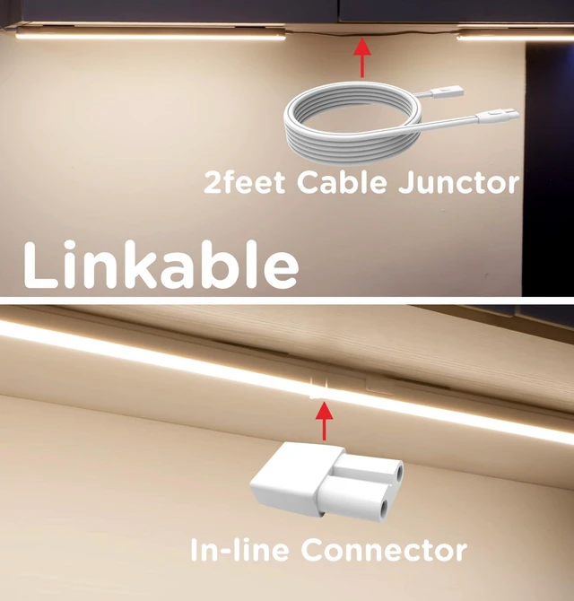 Alt view image 5 of 7 - Under Cabinet Lighting Plug in AC120V 3CCT 3000/4000/5000K,Super Bright,Linkable Under Counter Lights for Kitchen,Ultra Slim LED Cabinet Light for Closet,Shelf,Sink,ETL Listed(32inch,White,4Pack)