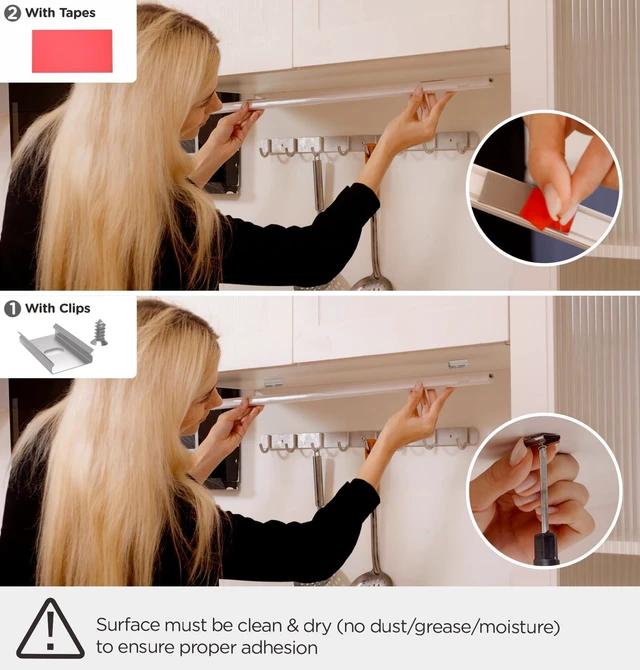 Alt view image 6 of 7 - Under Cabinet Lighting Plug in AC120V 3CCT 3000/4000/5000K,Super Bright,Linkable Under Counter Lights for Kitchen,Ultra Slim LED Cabinet Light for Closet,Shelf,Sink,ETL Listed(32inch,White,4Pack)