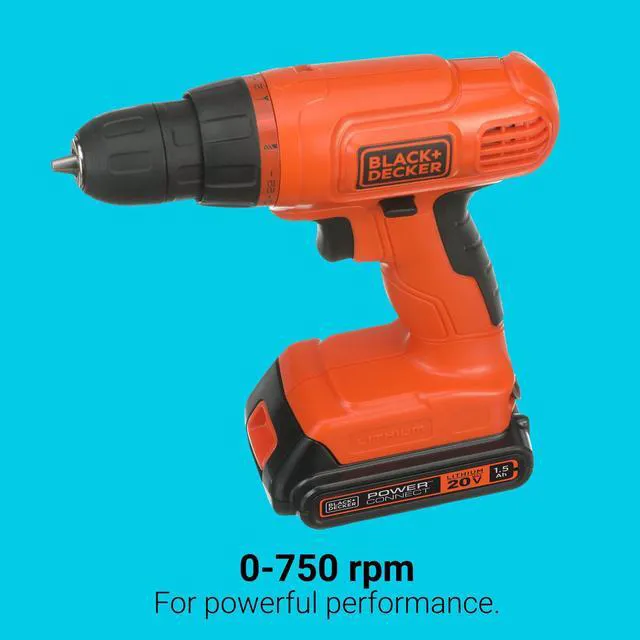 Alt view image 5 of 7 - 20V MAX* POWERCONNECT Cordless Drill Driver Kit with Drill Bit Set and Sockets, 100 pc. Tool Kit for Home, Battery and Charger Included, Orange (BDC120VA100)